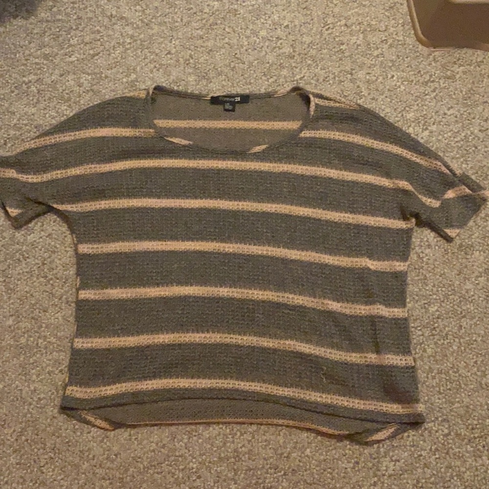 💗2 FOR $10 SALE💗 Gray/blush striped 3/4 sleeve sweater